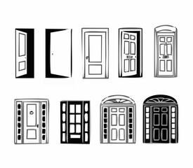 Different doors icons collect...