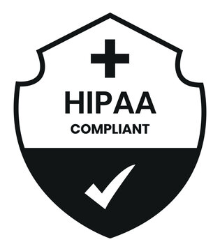 HIPAA Compliant certified design logo template illustration. HIPAA Compliant sign, logo, badge, icon, sticker, label, emblem, stamp, symbol, black, line, flat vector, isolated illustration.