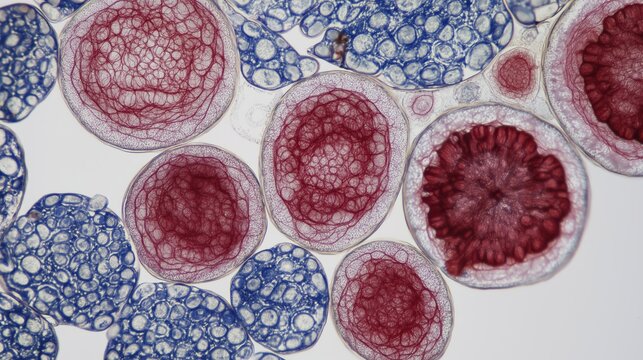 High-resolution microscopic view of biological cells showcasing cellular structure, tissue organization, and scientific research for medical and laboratory applications