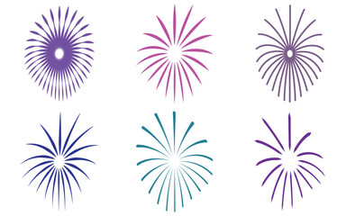 Firework & Sparkler Icon Set – Celebration, Starburst, and Confetti Vector Collection
