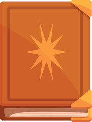 Naklejka premium Closed magic book with golden corners and a shining star, symbolizing knowledge, power, and mystery