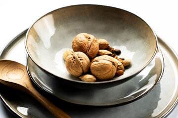 Walnuts placed on a plate