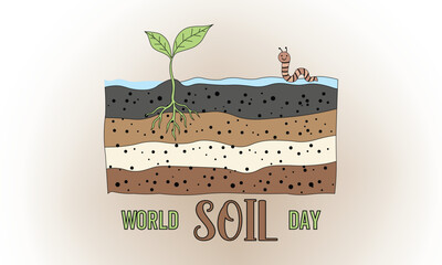 World soil day special design. Cross-Section of a Dynamic Earth: A cross-sectional view of earth's layers.