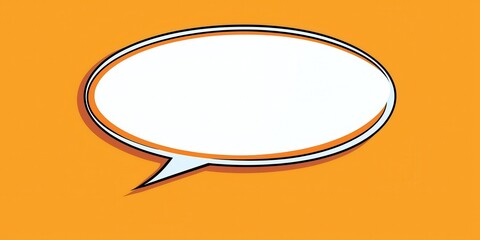 Oval empty speech bubble with white fill and dark outline on orange background