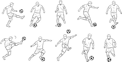 Minimalist soccer player outline illustration dynamic action fiber connectivity