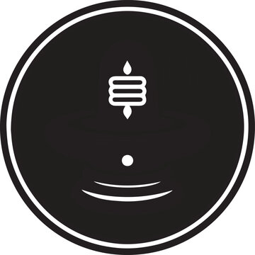 Lingam Symbol Illustration - Hindu God Shiva Creative Sign Icon Vector Black and White