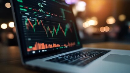 Financial stock market analysis chart on laptop screen for business investment and online trading data technology - Powered by Adobe