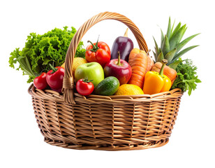 Minimalist Farm Basket with Assorted Organic Fruits and Veggies
