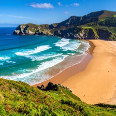Scenic coastal beach scene