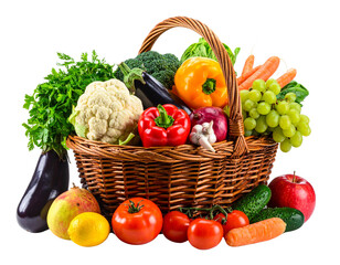 Fresh Harvest Basket Overflowing with Mixed Organic Produce