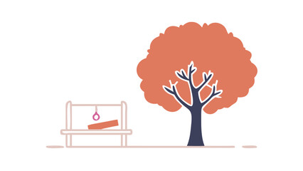 Tree with swing bench isolated on white background .vector icon