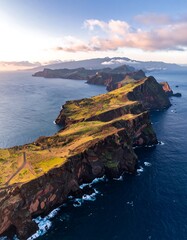 Scenic coastal cliffs at sunrise