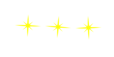 Three bright yellow starbursts on a  transpatent  background