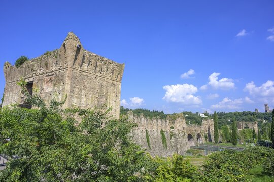Ruins of the Visconti Bridge from 1395, Borghetto, Valeggio sul Mincio, Province of Verona, Italy
