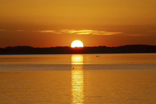 Sunset, near Chieming, Chiemsee, Chiemgau, Bavaria, Germany
