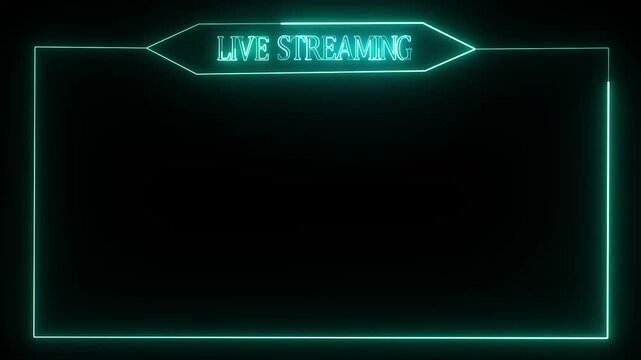 Live RCE streaming neon text frame animation box frame neon live streaming game live Stream overlay animation for live streaming video Titles 4k animation. 