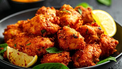 Fototapeta premium Chicken 65 Starter. Traditional Indian Food