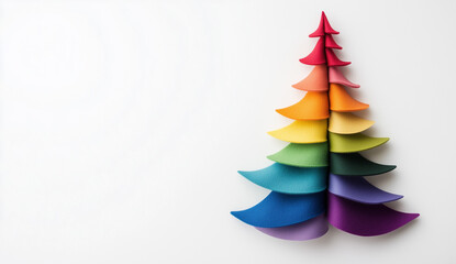 Obraz premium A minimalistic Christmas tree made of felt on a white background