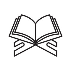 Open Quran Holy Book on Wooden Stand. Koran Rehal Symbol for Islamic Religion