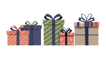 Set of Christmas gifts, New Year presents, gift boxes with ribbons, vector illustration in flat style .vector icon
