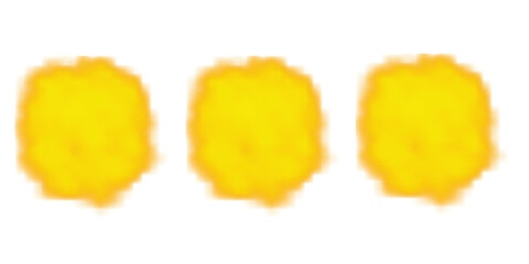 Three bright yellow abstract shapes against a white background