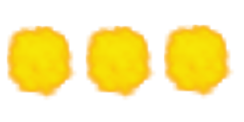 Three bright yellow abstract shapes against a white background