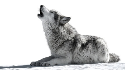 Naklejka premium Lone wolf howling standing on white background