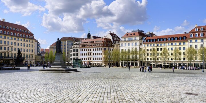 Neumarkt square with Martin Luther statue, Dresden, Saxony, Germany