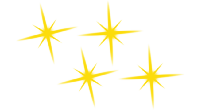 Four bright yellow starbursts on a white background - Powered by Adobe