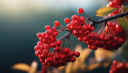 close up of a branch with clusters of vibrant red berries