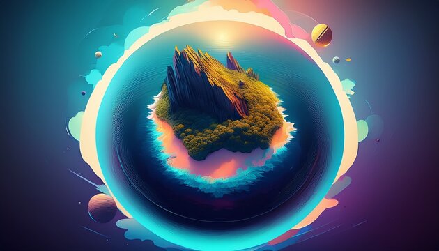 a stylized spherical island