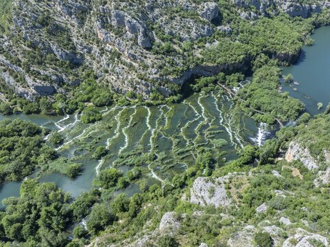 Roski Slap waterfall, cascades, Krka National Park, Dalmatia, Croatia