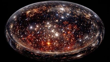 Artistic Representation of a Universe or Galaxy with Stars and Cosmic Elements in a Bubble Shape