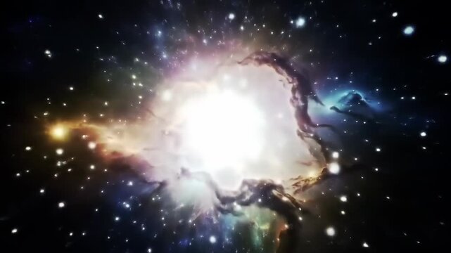 Bright nebulae scene with stars and swirling colors, suitable for science, exploration, and space themes