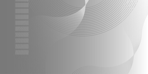 Abstract white glowing geometric lines on gray background. white and black background with white circle rings. Crossing line patterned background. Vector modern grey wave curves line for banner design