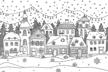 Christmas coloring page with festive ornaments and detailed holiday patterns