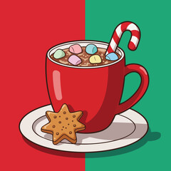 Hot cocoa with marshmallows and cookies perfect for winter holidays and festive occasions 