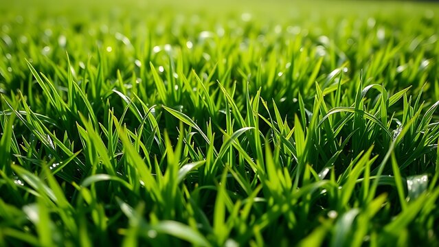 stolon. Lush green lawn with stolon network connecting grass clusters, morning dew. gardening catalogs, home-decor guides, designed for gardening and botanical catalogs, enhances decor appeal.