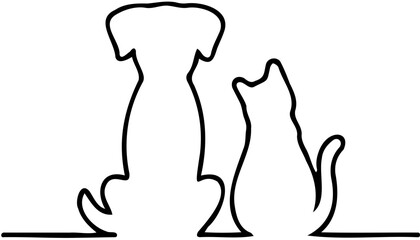 hand drawn vector illustration cat and dog