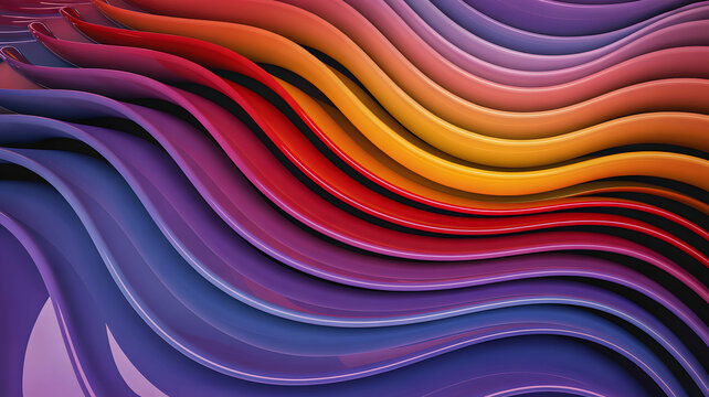 Vibrant abstract waves with colorful layered curves