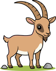Cute Kri-kri Goat — Endemic Wildlife of Greece - Flat Vector Illustration