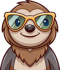 Naklejka premium Smiling sloth cartoon mascot character vector art 6