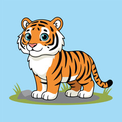 Cute  Siberian Tiger — Endemic Wildlife of Russia | Flat Vector Illustration