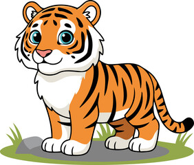 Cute  Siberian Tiger — Endemic Wildlife of Russia - Flat Vector Illustration
