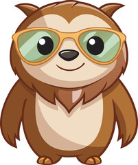 Naklejka premium Smiling sloth cartoon mascot character vector art 3
