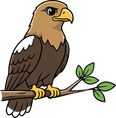 Cute Spanish Imperial Eagle — Endemic Wildlife of Spain - Flat Vector Illustration