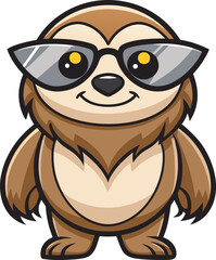 Naklejka premium Smiling sloth cartoon mascot character vector art