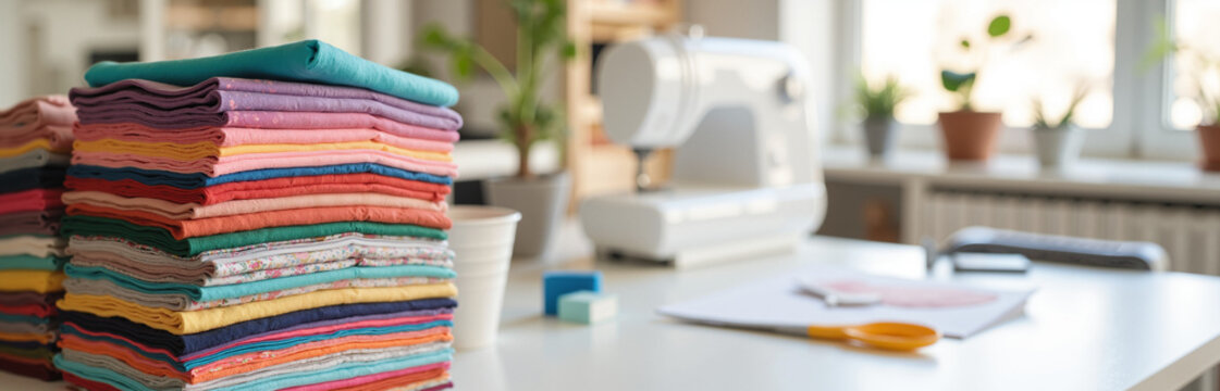 Textile Scrap Collection – Colorful Fabric Pieces and Sewing Tools for Eco-Friendly Craft, Upcycling Blogs, and Sustainable Design Inspiration