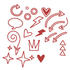 Hand-Drawn Red Doodle Elements Vector Set
