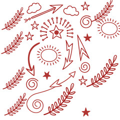 Hand-Drawn Red Doodle Elements Vector Set